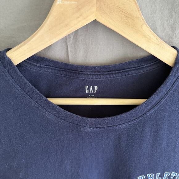 GAP‎ Crewneck T-Shirt Short Sleeve Cotton Navy Athletic Department Size L TALL - Picture 2 of 11